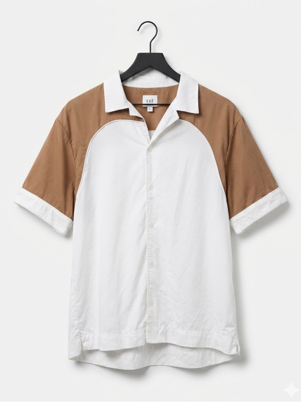 CHÉ Studios Luxury White & Brown Colorblock Camp Collar Resort Shirt XL